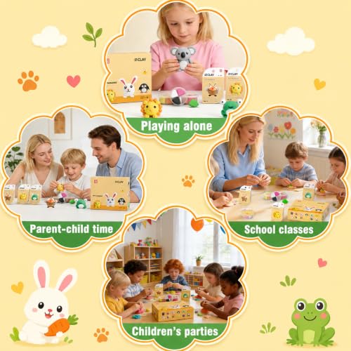 Air Dry Clay Kit -12 Animals Modeling Clay for Kids Arts and Crafts | Ultra Light & Soft,Safe & Non-Toxic,No-Sticky & Crack,DIY Molding Clay with Sculpting Tools,Party Favors Gifts for Girls Boys - color: #01Yellow- Pet Paradise