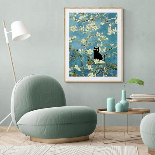 Diamond Art Kits for Adults,Black Cat Diamond Painting Kits 12x16in | Diamond Painting Kit - Sparkling Full Drill Design Perfect for Home Decor, Holiday Gifting, And Relaxing Crafting 12x16inch - color: DP01995