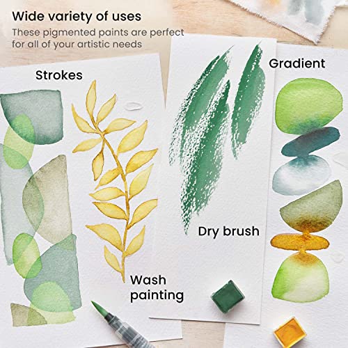 ARTEZA Watercolor Paint Set, 12 Earth Tone Half Pans with Water Brush - color: Earth Tones