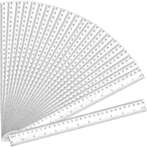 32 Pack Clear Plastic Ruler 12 Inch, Rulers Bulk for Classroom School | Transparent Ruler with Centimeters and Inches, Durable Metric Ruler, Back to School Office Home Supplies for Kids