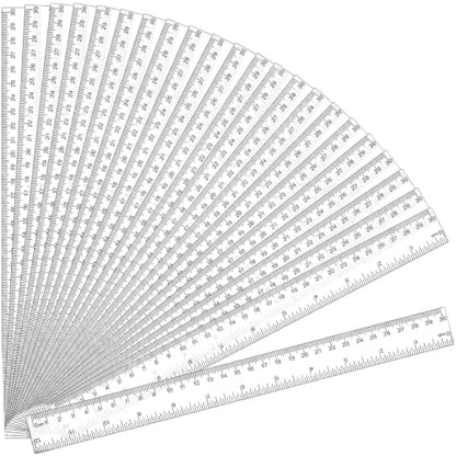32 Pack Clear Plastic Ruler 12 Inch, Rulers Bulk for Classroom School | Transparent Ruler with Centimeters and Inches, Durable Metric Ruler, Back to School Office Home Supplies for Kids
