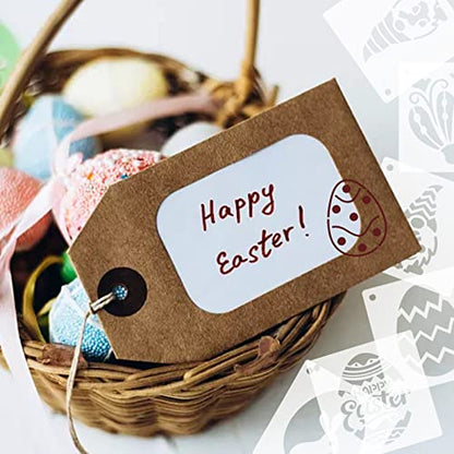 24 Pcs Small Easter Painting Stencils Happy Easter Reusable Plastic Art Craft Stencils 3X3 Inch for Painting On Wood Wall Glass Fabric Rock Canvas with Eggs Bunny Rabbit Pattern - style: Easter Style