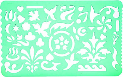 Set of 2 Plastic Stencil Art Templates Drafting Ruler with Various Cut Out Designs for Art and Craft Projects, Artistic Drawing, Tracing, Painting - Ideal for Professionals, Students and Kids