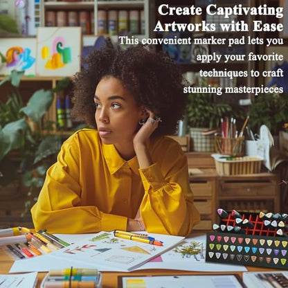 Marker Paper Sketchbook 9x12, 60 Sheets Marker Pad for Alcohol Markers, 90lb/150gsm Paper for Markers with No Bleeding, Sketch Book for Alcohol Markers bleedproof for Adults, Artists, Beginners, Kids. - size: 9" × 12", 60 Sheets