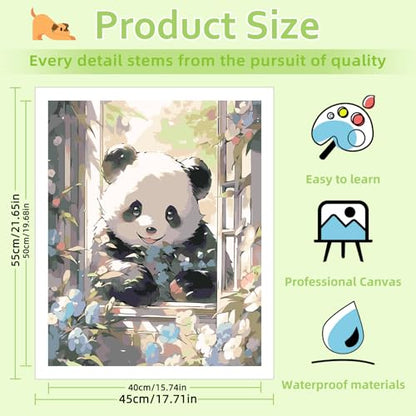 Reivworl Panda Paint by Numbers Kit for Adults Beginner 16×20 inch | Panda Paint by Number Kits 16×20 inch, Crafts on Canvas with Gifts. - color: 15-Panda