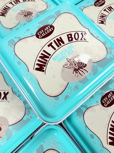 Watercolor Mini Palette Tin Box with 12 Half Pans Metal Art Paint Mixing Tray for Travel, Painting, Watercolor Mixing, Art Class and Studio Use (02 Blue-Green) - color: 02 Blue-green