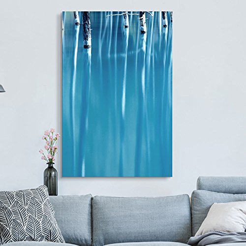 wall26 Canvas Wall Art - Oil Painting Style Abstract Trees in Blue Water - Giclee Print Gallery Wrap Modern Home Art Ready to Hang - 12x18 inches - color: Artwork - 14, size: 18"L x 12"W