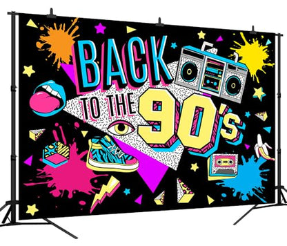8x6Ft 90s Backdrop 90s Party Decorations 80s 90s Theme Birthday Party Supplies Hip Hop Back to The 90's Banner Background Retro Radio Graffiti Wall Decor Photo Booth Props