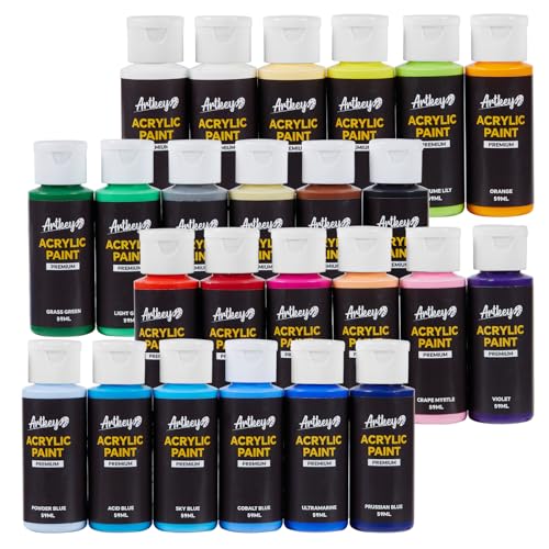 Canvas Panels 5x7 Inch 12-Pack, Acrylic Paint Set 24 Colors 2oz/59ml