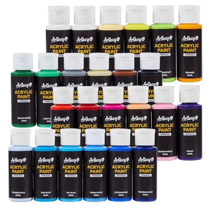 Canvas Panels 5x7 Inch 12-Pack, Acrylic Paint Set 24 Colors 2oz/59ml