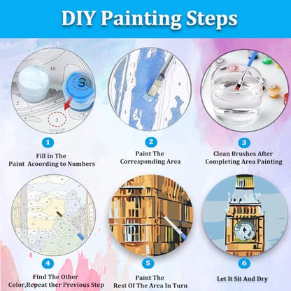 Artunion Framed Paint by Numbers Kit for Adults Beginners & Kids Ages 8-12,Big Ben Paint by Number with Frame,London City Paint by Numbers Kit on Canvas 10 * 10 Inch Without Easel - color: ZXT-241-F
