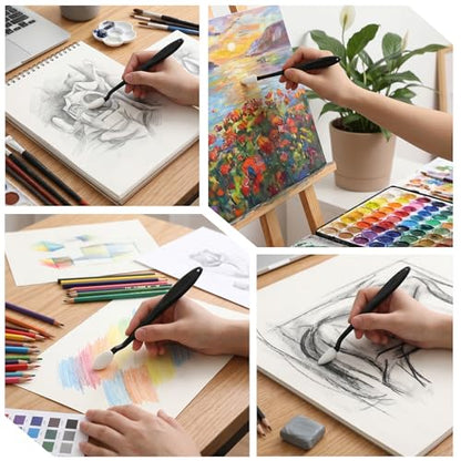 4Pcs Paper Art Blending Stumps, Oil Pastel Tools, Oil Pastel Blender Stump and 40 Pcs Blending Sponge Wipers, Sketch Drawing Tools Ideal for Highlighting, Shadowing, and Correcting Drawing
