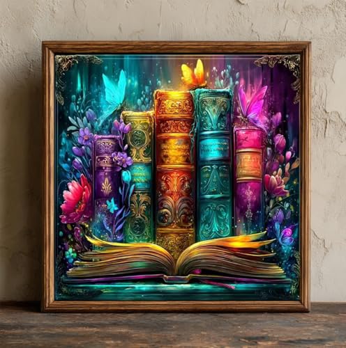 CRZMODE Book Diamond Art Kits for Adults, Magical Book Diamond Painting Kits for Adults Beginners, 5D DIY Round Full Drill Gem Art Paint by Diamonds Dots Crafts Kits for Home Decor Gift 14x14 Inch - color: Book03(14X14")