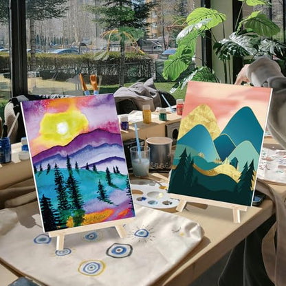 Sherr 24 Pcs Pre Drawn Canvas for Painting Adult Pre Printed Canvas Bulk Sip and Paint Kit Stretched Panels Paint Set for Theme Valentine Painting Night Party Favor(Mountain,8 x 10 Inch) - size: 8 x 10 Inch, style: Mountain