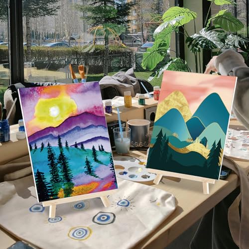 Sherr 24 Pcs Pre Drawn Canvas for Painting Adult Pre Printed Canvas Bulk Sip and Paint Kit Stretched Panels Paint Set for Theme Valentine Painting Night Party Favor(Mountain,8 x 10 Inch) - size: 8 x 10 Inch, style: Mountain
