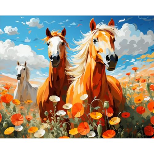 Paint by Numbers Kit for Adults, Wild Horses Number Painting Canvas Kit - color: LBOPNFP12