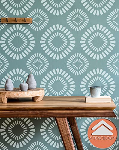 STENCILOGY® / Asi - 24" x 38" XL Wall Stencil, Large Floral Wall Stencil Pattern, Large Allover Wall Stencils for Painting, Stencils for Walls, Flower Leaf Stencils