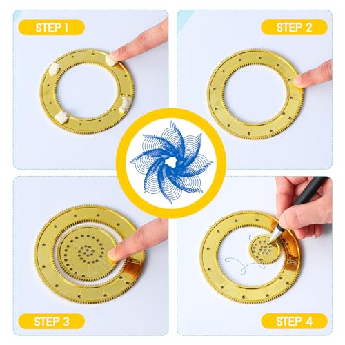 Chivao Spiral Art Kit Circle Stencils Drawing Tool Geometric Ruler,Modern - style: Contemporary