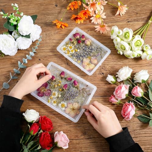 4 Pack Large Rectangular Resin Molds, Epoxy Resin Casting Silicone Mold Set (56oz, 19oz, 14oz, 10oz), Deep Pour Molds for Flower Preservation, DIY Bookends, Wedding Bouquet Keepsakes, Home Decor
