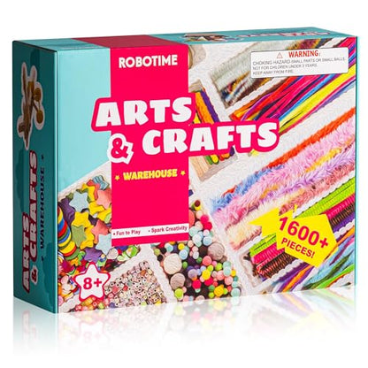 ROBOTIME Ultimate Craft Gift for Girls Ages 8-12 | All-in-One Creative Arts & Crafts Kit with 1600+ Pieces | DIY Maker Warehouse for Beginner Kids 8-12
