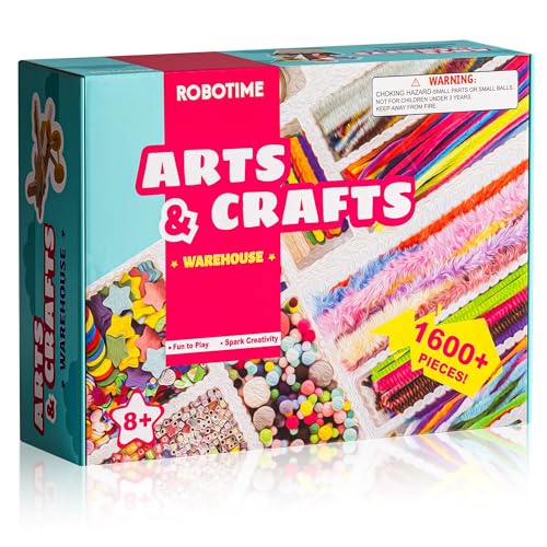 ROBOTIME Ultimate Craft Gift for Girls Ages 8-12 | All-in-One Creative Arts & Crafts Kit with 1600+ Pieces | DIY Maker Warehouse for Beginner Kids 8-12