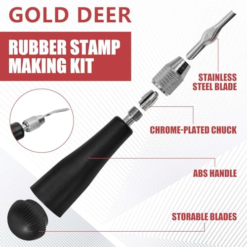Linoleum Cutter Kit Assortment Craft Linoleum Cutter Kit Linocut Carving Tools Rubber Block Stamp Carving Block Stamp Making Includes Plastic Storage Handle and 5 Blades