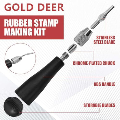 Linoleum Cutter Kit Assortment Craft Linoleum Cutter Kit Linocut Carving Tools Rubber Block Stamp Carving Block Stamp Making Includes Plastic Storage Handle and 5 Blades