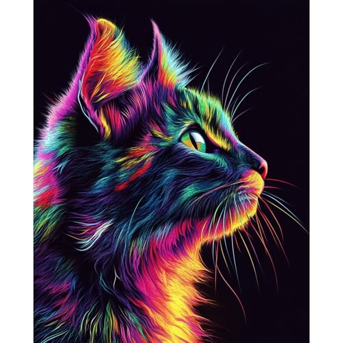 obterie Cat Paint by Numbers Kit for Adults Beginner Animal Oil Painting Kit Adult Paint by Number Kits on Canvas DIY Painting for Beginners Art by Numbers for Gifts Home Wall Decor 16x20 Inch - color: YF002