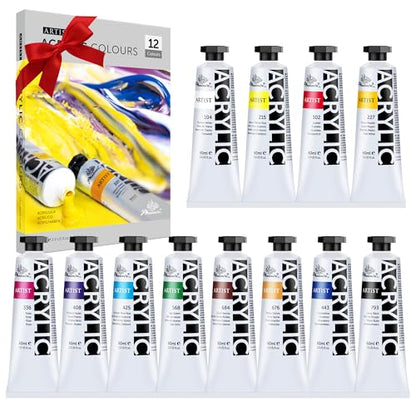 PHOENIX Heavy Body Acrylic Paint, 2 Oz. x 12 Tubes - color: 12 x 2 Fl Oz