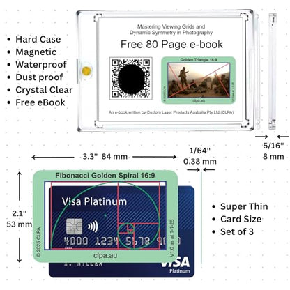 Fibonacci Golden Spiral Directors Viewfinder Card | Australian Designed and Made; Artist Viewfinder for Drawing and Photography; 3:2, 4:3 and 16:9 - size: Fibonacci Spiral