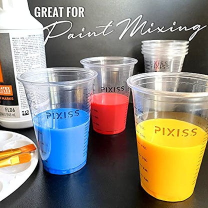 Disposable Epoxy Resin Mixing Cups (100-Pack) Clear Plastic 10-Ounce for Measuring Paint Epoxy Resin Art Supplies - Graduated Measurements in ML and OZ - size: 100x 10-ounce