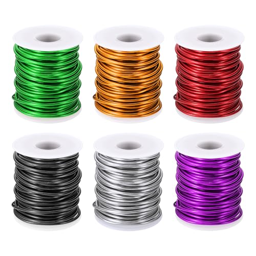 PATIKIL 10 Gauge 2.5 mm Aluminum Craft Wire, 49.2 Ft Metal Wire 6 Roll Armature Bendable Wire for Jewelry Making Metal Wrap DIY, Purple/Silver/Black/Green/Red/Gold - color: Purple/Silver/Black/Green/Red/Gold, size: 10 Gauge
