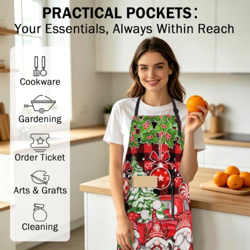 Imiss Waterproof Stain-Resistant Cooking Chef Aprons for Grill BBQ Baking 27 X 31 Inch - color: Christmas Gnome