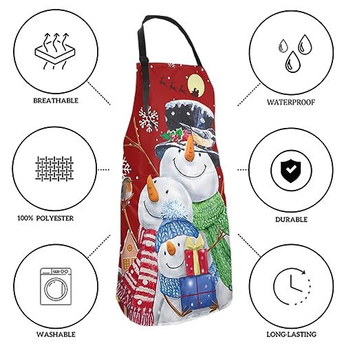 Imiss Waterproof Stain-Resistant Cooking Chef Aprons for Grill BBQ Baking 27 X 31 Inch - color: Snowman