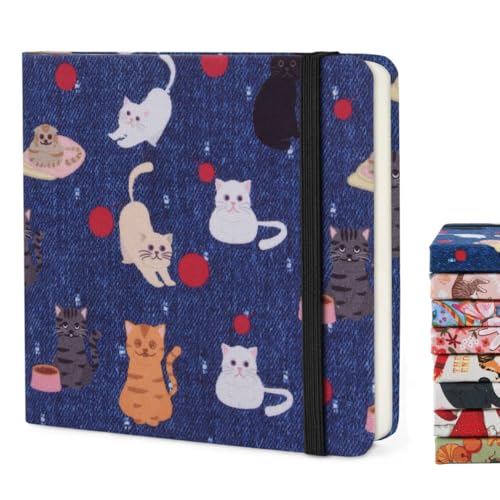 Handy Size 5 x 5 inches Sketch Book, 80GSM Acid Free Artistic Drawing Painting Writing Paper, Hardcover Cloth Cover Art Sketchbook,Journal Notebook.Cowboy Ball Cat - color: 80gsm-cowboy ball cat