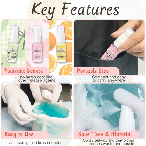 Mold Release Spray 60ml, Non-Stick Silicone Agent for Resin, Squishy, Candle