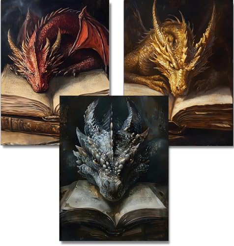 3 Pack Dragon Diamond Art Kits for Adults Round Diamond Painting 12x16Inch - color: DD112