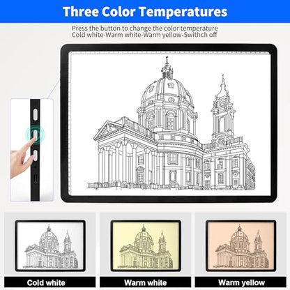 Elice Rechargeable A3 Light Pad with Carry Bag, Magnetic LED Light Board with Physical Button, Super Bright Diamond Art Light Pad, Ultra-Thin Light Box for Tracing, Weeding, Diamond Painting -Black - color: Black, size: A3 with Carry Bag