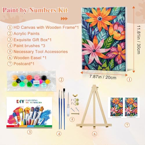 JOOZ Flowers Paint by Numbers Kit for Adults with Frame, 8x12Inch - color: Flowers 083