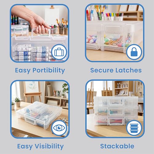 ArtBin 6913ZZ 12" x 12" Portable Art & Craft Organizer with Handle 3-Pack, [3] Plastic Storage Cases, Clear - size: 12" x 12" - 3-Pack
