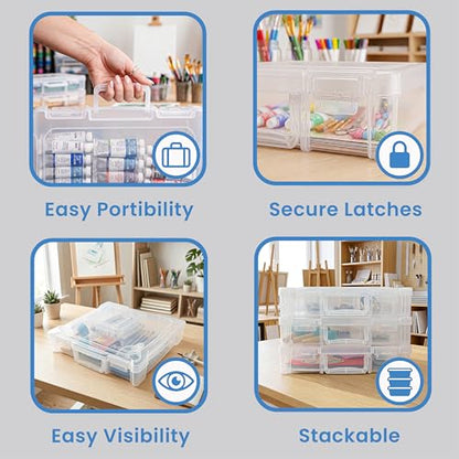 ArtBin 6913ZZ 12" x 12" Portable Art & Craft Organizer with Handle 3-Pack, [3] Plastic Storage Cases, Clear - size: 12" x 12" - 3-Pack
