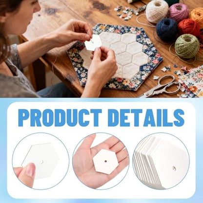 2000 PCS Hexagon Piecing Paper Templates, 1" White Paper templates, Quilting Templates Accessories for DIY Patchwork Crafts and Sewing Supplies - size: 1 Inch- 2000 pcs Hexagon ﻿