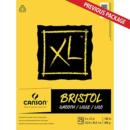 Canson XL Series Bristol Paper, Smooth, Foldover Pad, 9x12 inches, 25 Sheets (100lb/260g) - Artist Paper for Adults and Students - Markers, Pen and Ink (Pack of 6) - size: 9x12 (Pack of 6), style: Bristol, Smooth