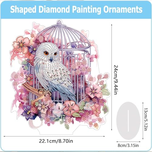 ACSAUMMY Diamond Art Kits for Adults, 5D Diamond Art Painting Desktop DIY Owls Diamond Art Tabletop Animal Diamond Arts and Crafts for Kids Adults Stand Up Gem Painting Kit for Gift, Decoration - color: Owls