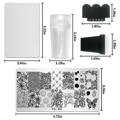 AddFavor Nail Stamper Kit 7pcs Nail Stamping Plates Flower Geometric Mandala Animal Image Nail Stencils with 2 Stamp and 2 Scraper for Home Salon Manicure Design Supplies Tools - color: Style D