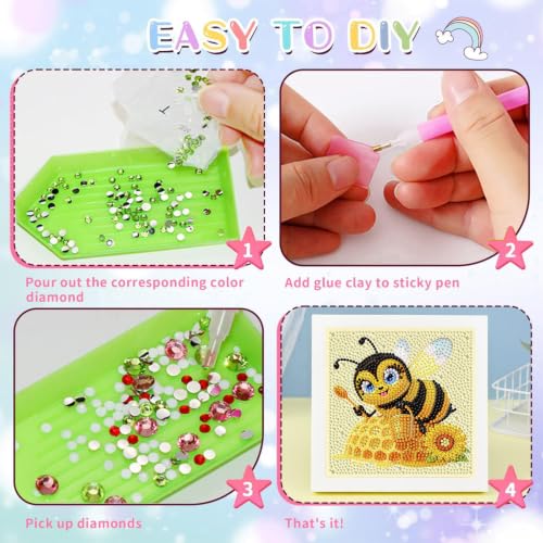Bee Diamond Art Painting Kits for Kids with Frame Ages 4-8-12 (7x7 inch) - color: CC1150