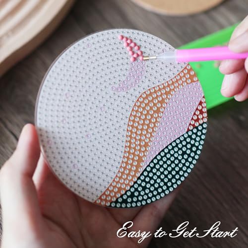 Temlum 6 Pcs Diamond Art Coasters Kits for Adults & Teens, Landscape - color: Landscape Coasters