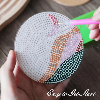 Temlum 6 Pcs Diamond Art Coasters Kits for Adults & Teens, Landscape - color: Landscape Coasters