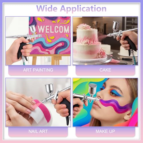 Gyfent Dual-Mode Airbrush Kit, 3 Nozzle Sets, Cups for Model Art | Round & Fan Caps, 0.3/0.5/0.8Mm Quick-Release Nozzles, Metal & Resin Cups, For Crafts, Cake, Nails - size: Dual-Mode Trigger