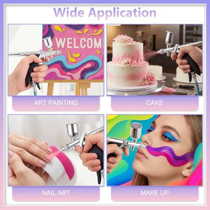 Gyfent Dual-Mode Airbrush Kit, 3 Nozzle Sets, Cups for Model Art | Round & Fan Caps, 0.3/0.5/0.8Mm Quick-Release Nozzles, Metal & Resin Cups, For Crafts, Cake, Nails - size: Dual-Mode Trigger